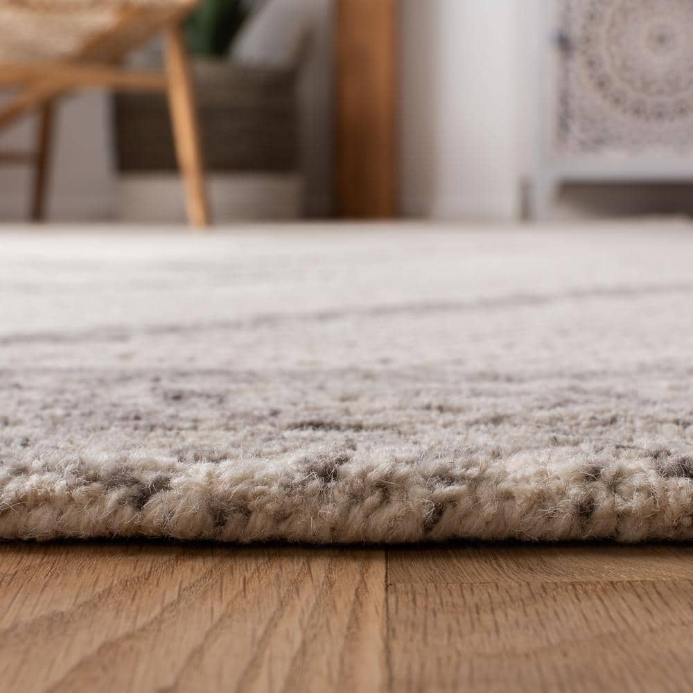 Elysian Ivory & Grey Abstract Hand-Tufted Wool Area Rug - 9' x 12'