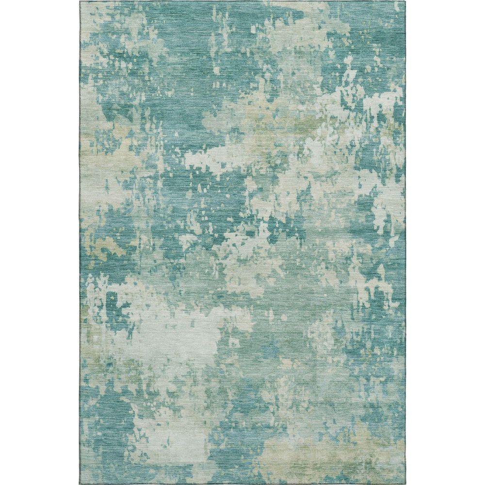 Mayfield Premium Machine Washable Abstract AMF2142 Teal 3 ft. x 4 ft. Area Rug price history on PriceWatchPro