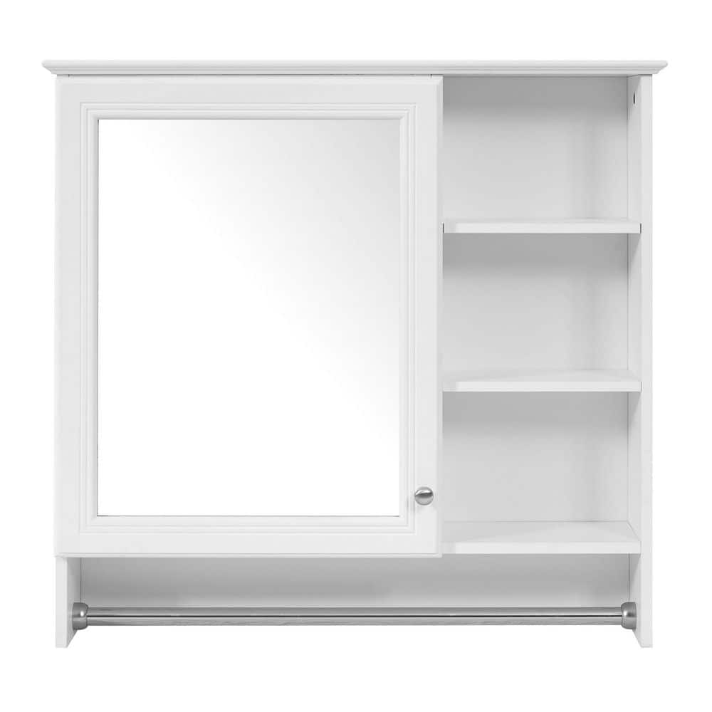 31 in. W x 29 in. H White Rectangular Wall-Mount Soft Close Medicine Cabinet with Mirror, Adjustable Shelves, Towel Bar price history on PriceWatchPro