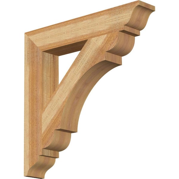 Ekena Millwork 4 in. x 24 in. x 24 in. Western Red Cedar Olympic Traditional Rough Sawn Bracket