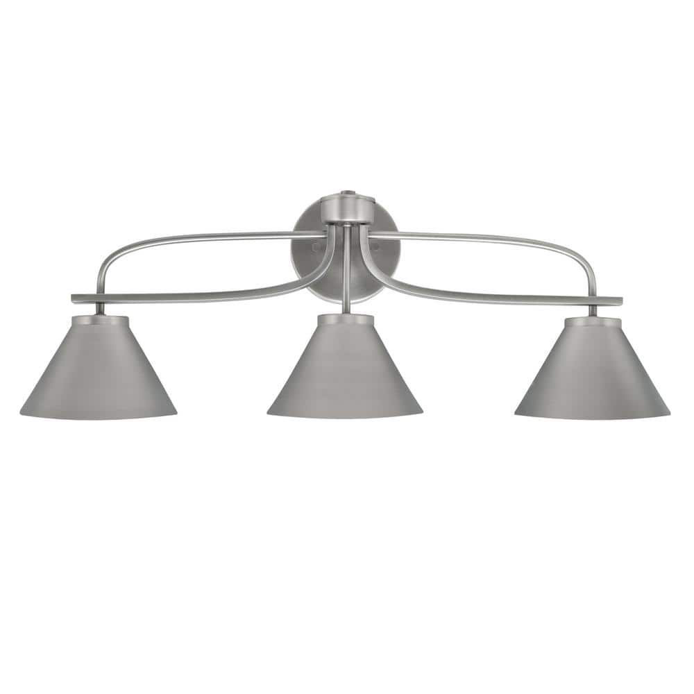 Olympia 28.25 in. 3-Light Graphite Vanity Light Metal Shade