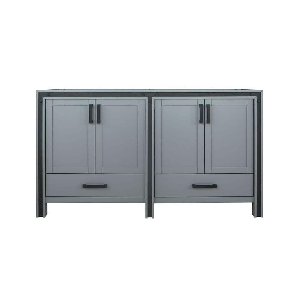 Ziva 60" Dark Grey Double Freestanding Vanity Cabinet