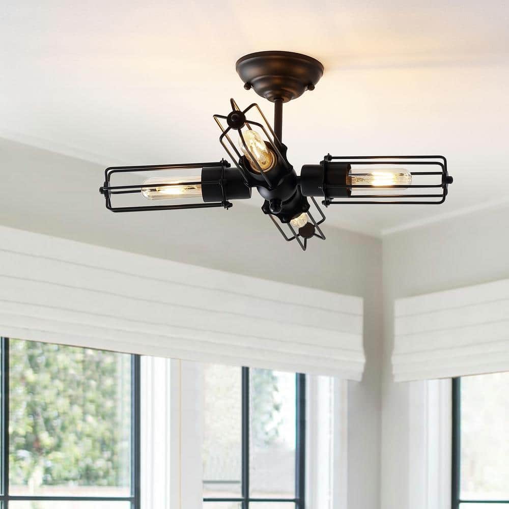 Chase 20" Black Metal LED Flush Mount Drum Light
