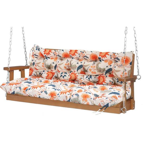 Porch Swing Cushions, 70 x 40 x 4 in. Swing Cushions 3-Seater Replacement, Waterproof Thicken Bench Pad w/ Ties (Spring)