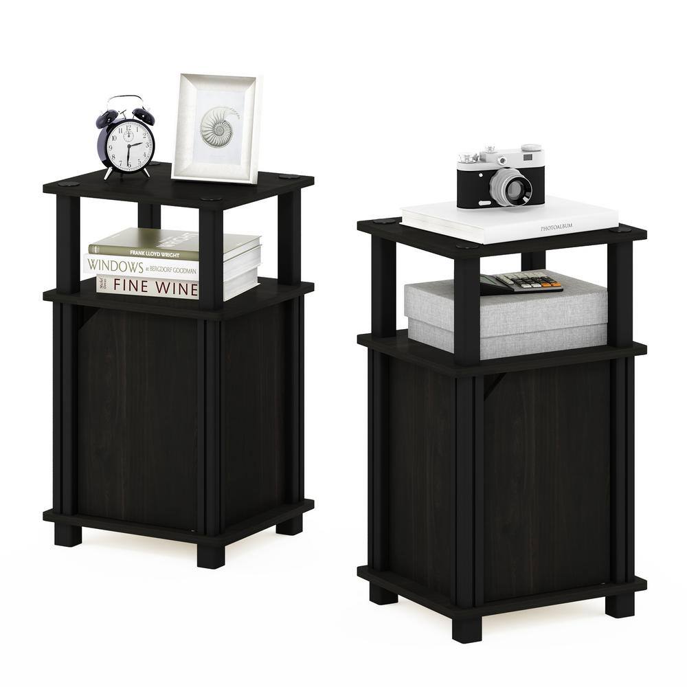 Espresso Black Engineered Wood 3-Tier End Table with Storage