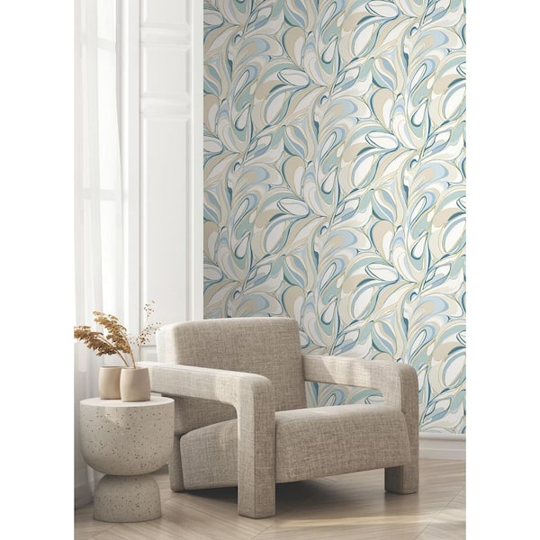 Blue Achate Blue Non-Pasted Non-Woven Metallic Wallpaper