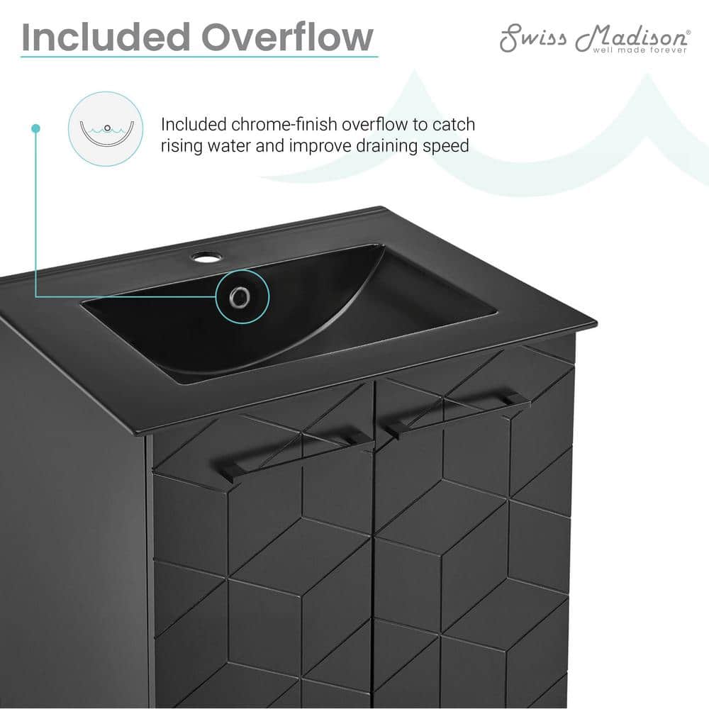 Annecy 24" Matte Black Freestanding Bathroom Vanity with Ceramic Sink