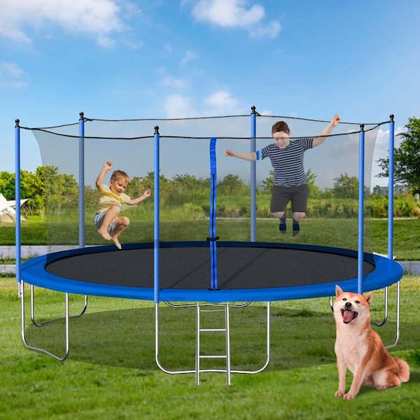 14 ft. Blue Round Trampoline with Safety Enclosure