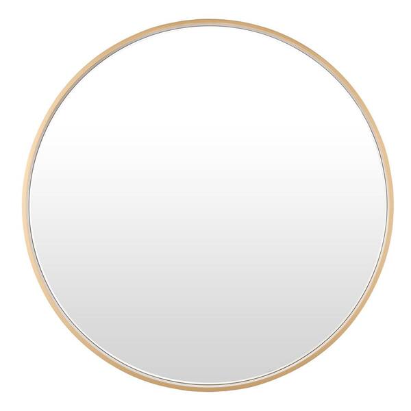 GETLEDEL 28 in. W x 28 in. H Modern Medium Round Aluminum Framed Wall Mounted Bathroom Vanity Mirror in Gold