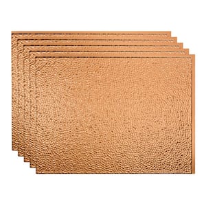 Hammered 18.25 in. x 24.25 in. Vinyl Backsplash Panel in Polished Copper (5-Pack)