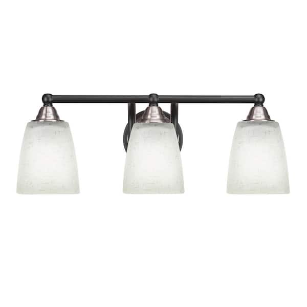 Unbranded Madison 7 in. 3-Light Bath Bar, Matte Black and Brushed Nickel, Square White Muslin Glass Vanity Light