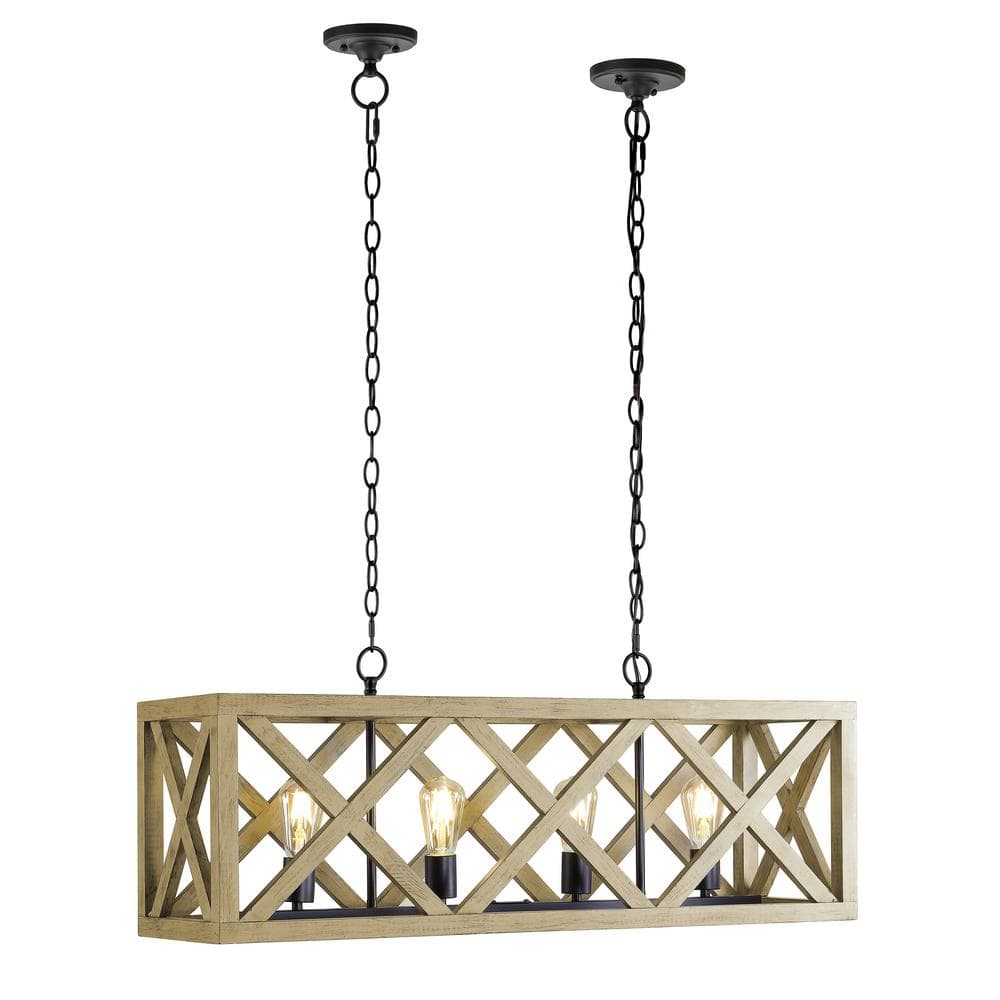 Black and Wood LED Farmhouse Pendant Light
