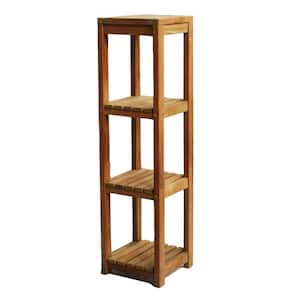 Gala 11.75 in. W x 11.75 in. D x 45.25 in. H Natural Brown Linen Cabinet with Square Shelf and 4-Tiers