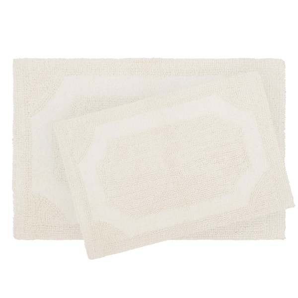 Laura Ashley Reversible Ivory Cotton 2-Piece Bath Mat Set LAYMB005976 ...