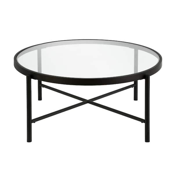 Meyer&Cross Duxbury 36 in. Blackened Bronze Medium Round Glass Coffee Table