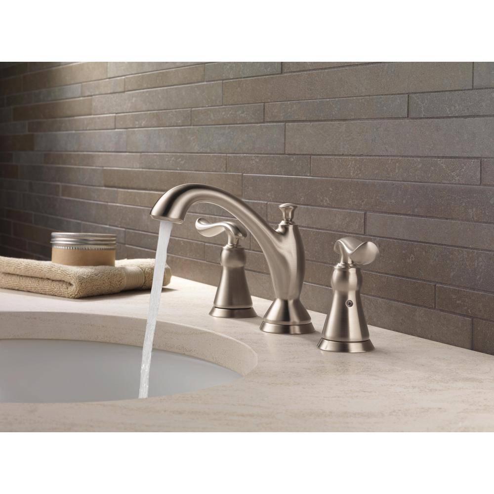 Stainless Steel Widespread Bathroom Faucet with Metal Handles