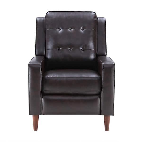 Unbranded Dark Brown Polyurethane Leather Push Back Recliner Manual Arm Chair for Living Room and Bedroom