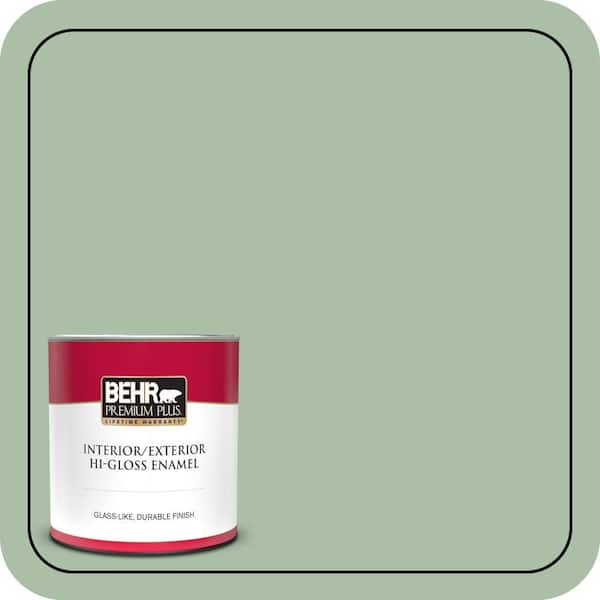 BEHR PREMIUM PLUS 1 qt. #S400-4 Azalea Leaf Hi-Gloss Enamel Interior/Exterior Paint & Primer