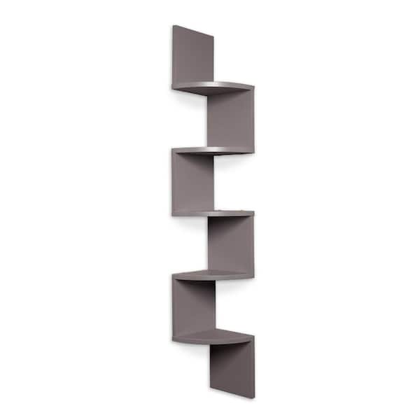 DANYA B Zig Zag 7.75 in W x 7.75 in. D Floating Laminate Corner Wall Decorative Shelf in Gray Finish