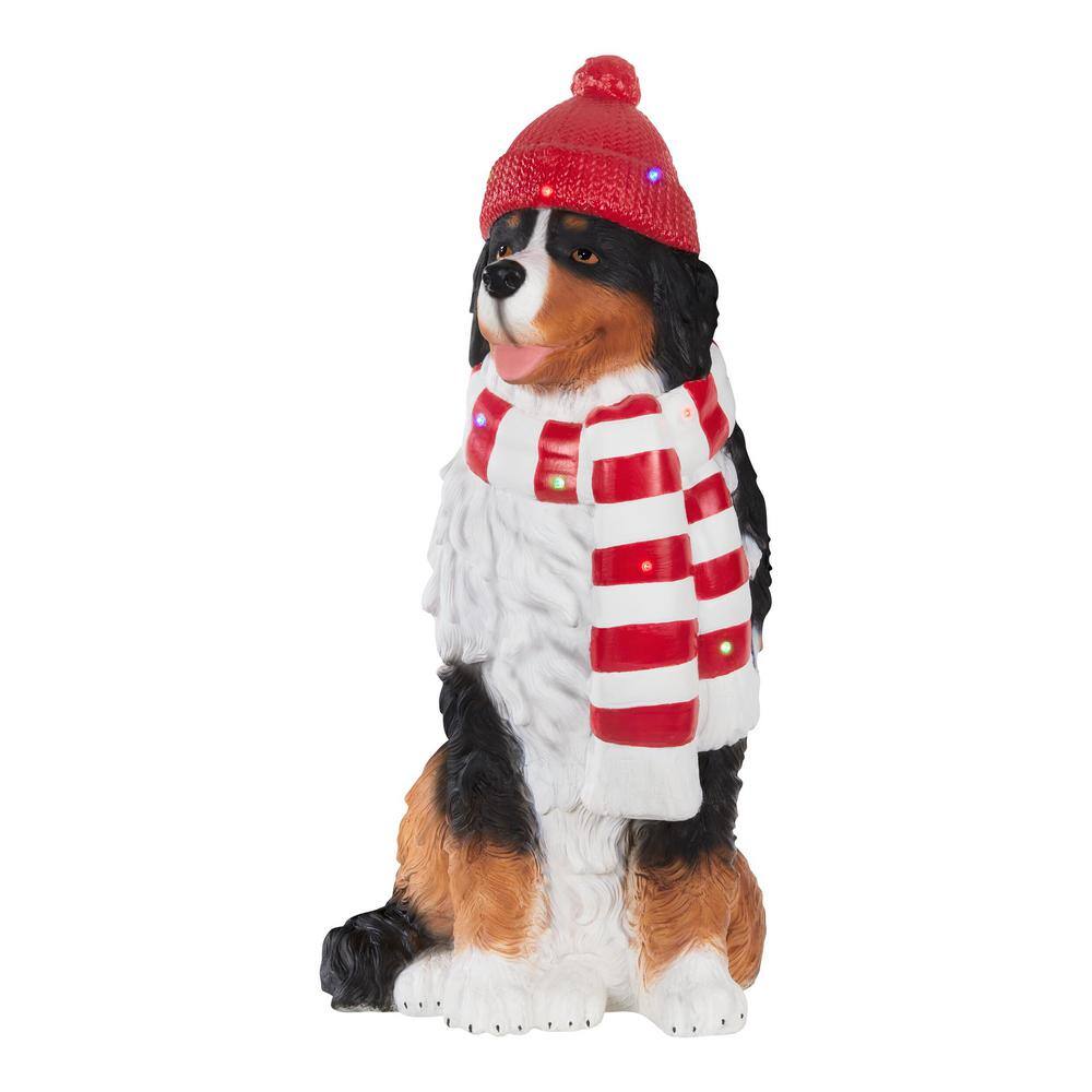 Home Accents Holiday 2.5 ft. Christmas Bernese Mountain Dog with LED Lights  23DK01018 The Home Depot