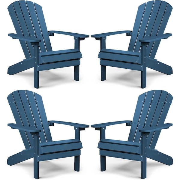 Mximu Classic Navy Plastic Outdoor Patio Adirondack Chair (Set of 4)