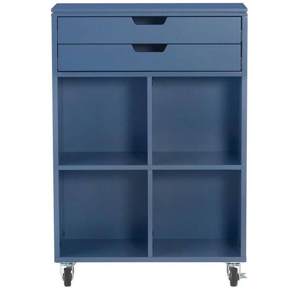 Home Decorators Collection Avery 4-Cube MDF Mobile Cart in Sapphire