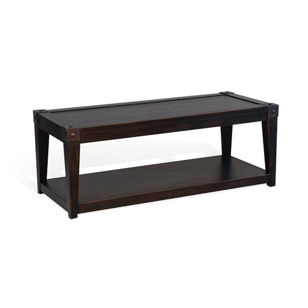 20 in. Black Rectangle Wood Coffee Table
