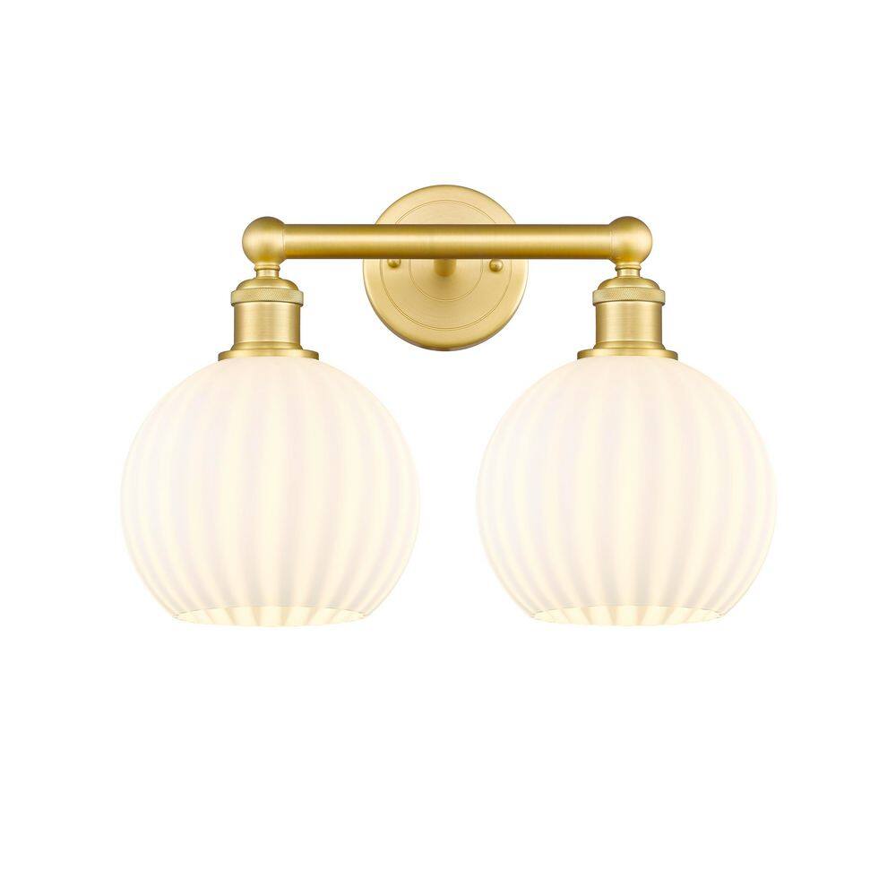 White Venetian 17 in. 2-Light Satin Gold Vanity Light with Glass Shade price history on PriceWatchPro