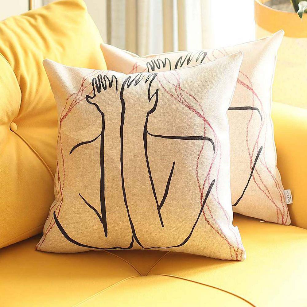 Boho-Chic Set of 2 Handcrafted Decorative Throw Pillow Cover Abstract Jacquard 18" x 18" Multi-Color Square Pillowcase for Couch, Bedding