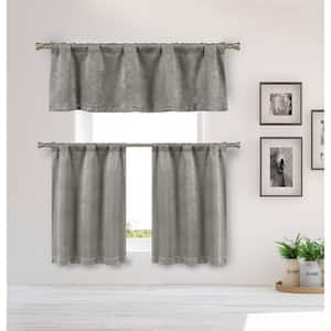 Silver Floral Thermal Blackout Curtain - 55 in. W x 16 in. L (Set of 2)