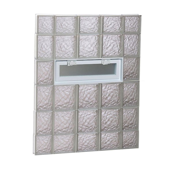 Clearly Secure 34.75 in. x 42.5 in. x 3.125 in. Frameless Ice Pattern Vented Glass Block Window