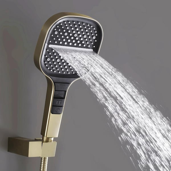 matrix decor 3-Spray Dual Shower Wall Mounted Head Fixed and Handheld  Shower Head 2.64 GPM with Constant Temperature in Brushed Gold MD-RCST85033BG  - The Home Depot