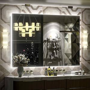 55 in. W x 36 in. H Rectangular Frameless Super Bright Backlited LED Anti-Fog Tempered Glass Wall Bathroom Vanity Mirror