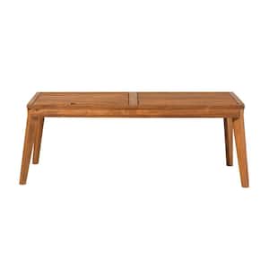 Brown Rectangle Acacia Wood Modern Outdoor Slatted Coffee Table