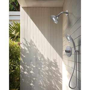 Smart LED Grain 2-Spray Wall Mount 5 in. Fixed and Handheld Shower Head 2.5 GPM in Brushed Nickel Valve Included