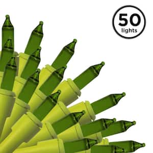 50-Light Designer Series Apple Green Mini Lights, Apple Green Wire