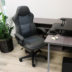 High Back Faux Leather Adjustable Height Office Standard Chair in Grey