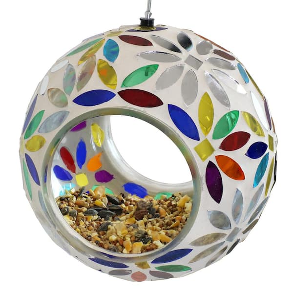 Sunnydaze 6 in. Rainbow Daisies Mosaic Glass Fly-Through Hanging