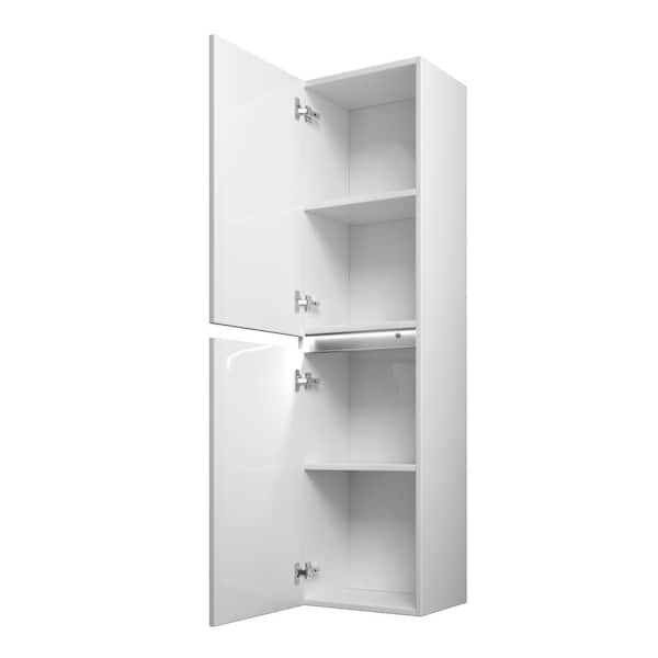 Vanity Art 16 in. x 63 in. x 12 in. LED Lighted Wall Hung Bathroom Cabinet in White