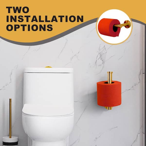 Wall-Mount Single Post Toilet Paper Holder in Brushed Gold with 2-Pieces