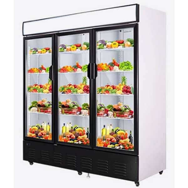 76 in. 58 cu. ft. NSF Commercial 3-Glass Door Merchandiser Display Refrigerator in White