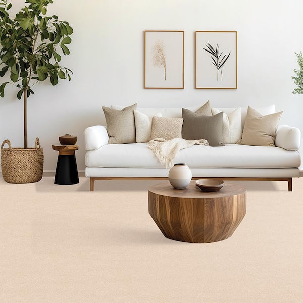 Waking Up II Sleepy Beige 56 oz. Triexta Textured Installed Carpet