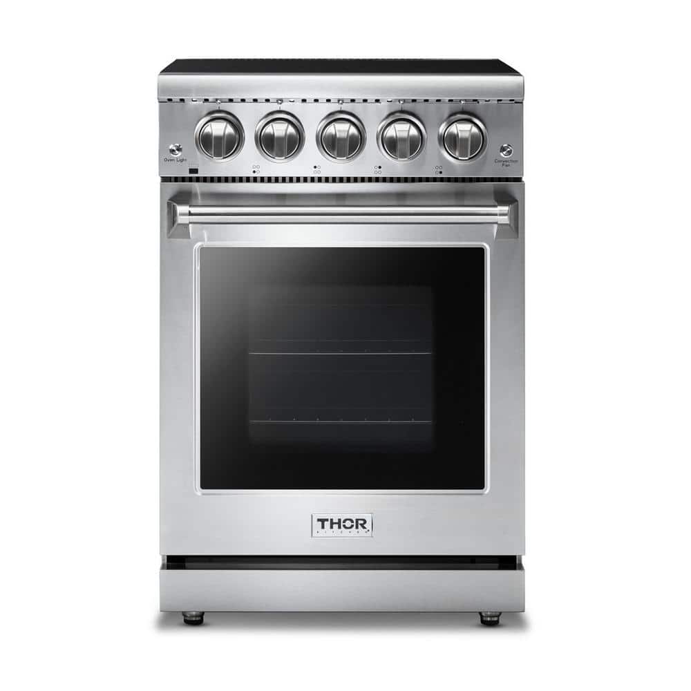 Thor Kitchen 24 in. 3.73 cu. ft. Single Oven Electric Range with Convection Oven in. Stainless Steel HRE2401 The Home Depot