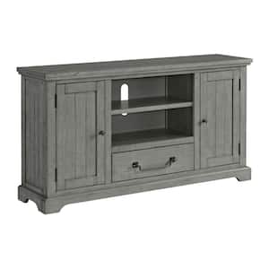 Beach House 65 in. Dove Grey Solid Wood TV Stand Fits up to 70 in. TV with Storage