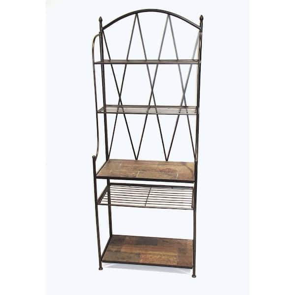 4D Concepts Wales Stone Collection Black Baker's Rack w/ Slate top