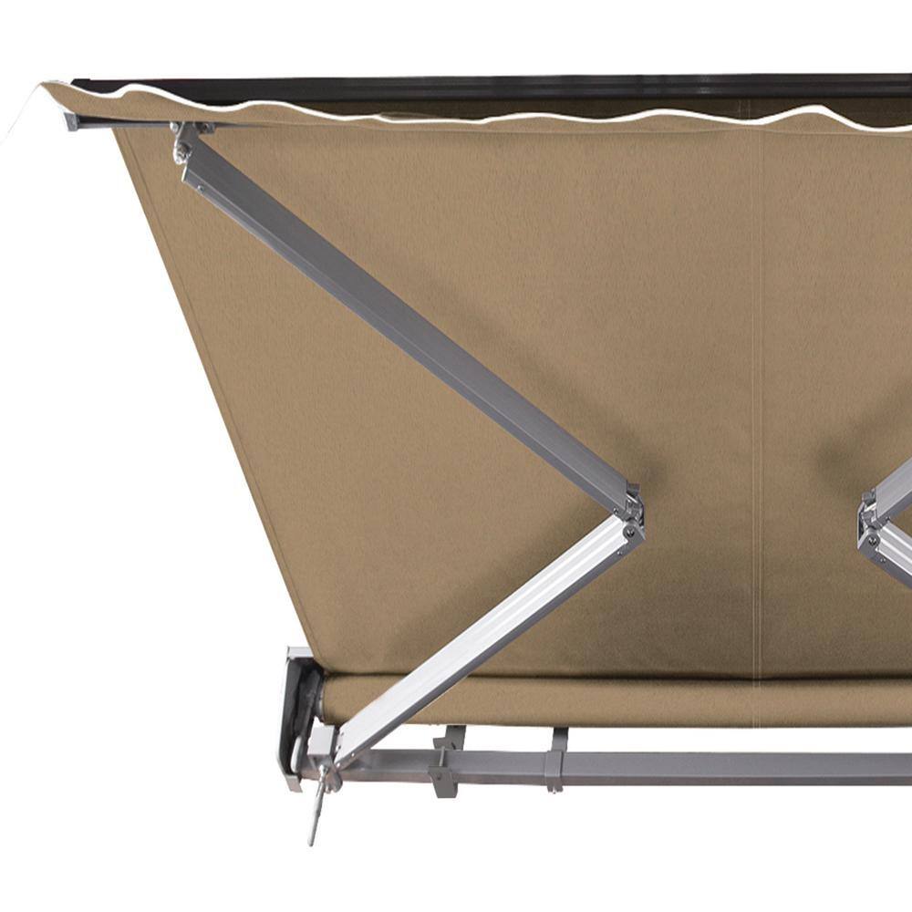 Canvas Umber Motorized Retractable Patio Awning with Acrylic Fabric