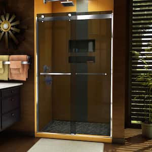 Sapphire 44 in. to 48 in. W x 76 in. H Sliding Semi-Frameless Shower Door in Chrome with Tinted Glass
