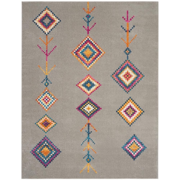 Nourison Passion Grey/Multi 8 ft. x 10 ft. Geometric Transitional Area Rug