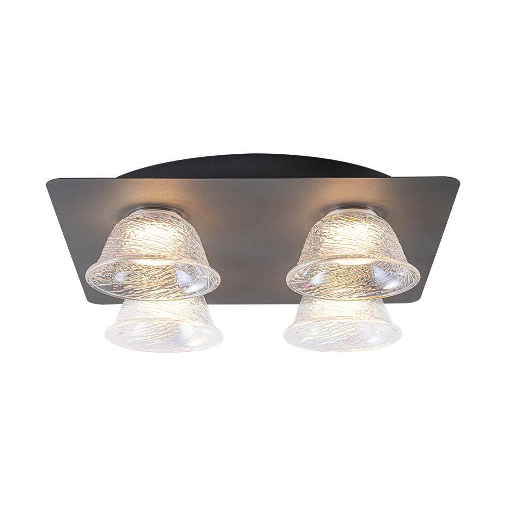Liman 4-Light 15.7 in. W Black and White LED Flush Mount with Colorful Bell-Shaped Glass Shades for Living Room price history on PriceWatchPro