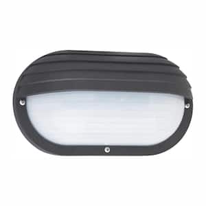 Bayside Small Black 1-Light Outdoor 5 in. Bulkhead with LED Bulb